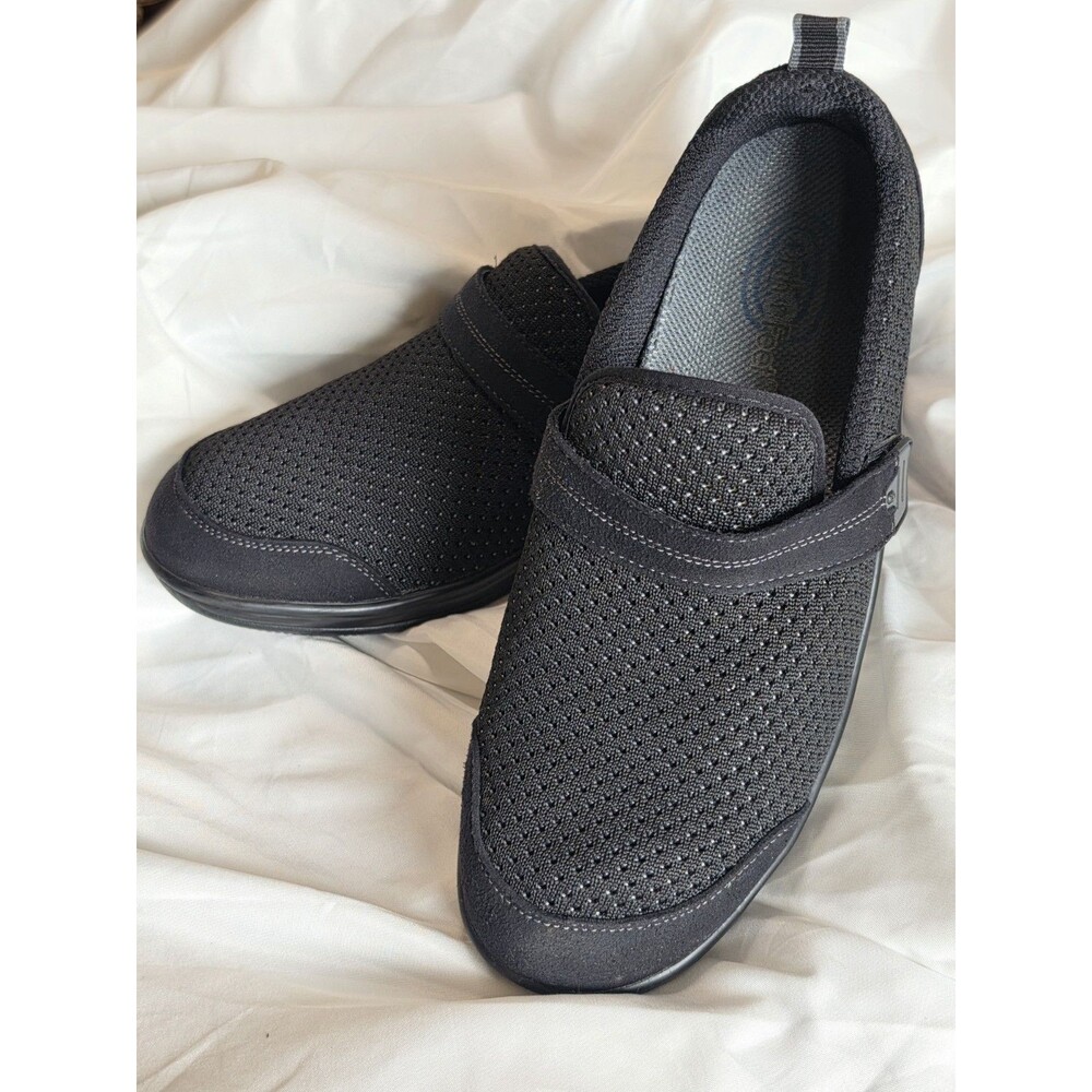Orthofeet Quincy Stretch Shoes Sneakers Women's Size 11 D Black Wide Slip On